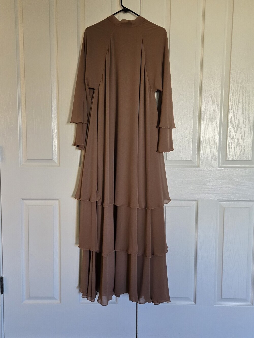 Three Tiered Open Cardigan Abaya With Belt Kaftan Women Maxi Dress - Picture 7 of 12